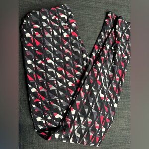 LuLaRoe Black, red, grey and white Geometric Leggings.  One size. $5 bundle deal